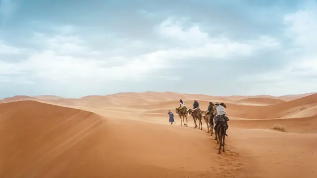 Morocco desert camel ride dunes