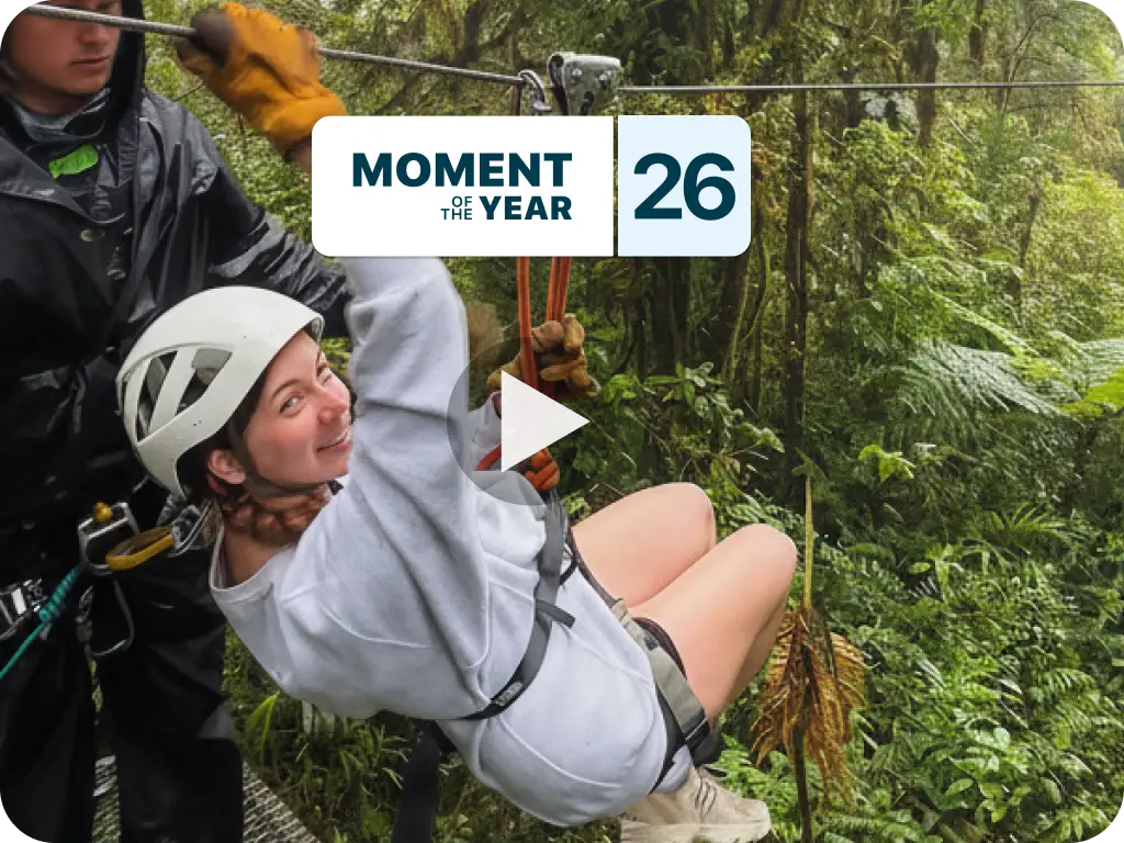Moment of the Year 2026 – ziplining in Costa Rica, tap to watch on YouTube