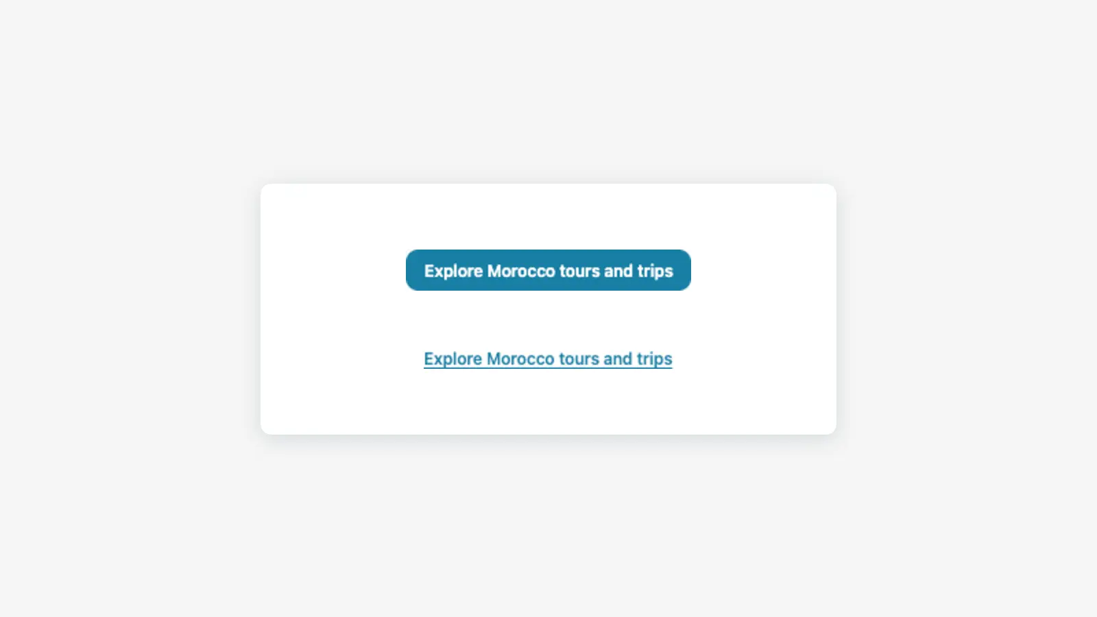 TourRadar smart link tour widget embedded on a travel agent website - inline teal button linking clients to browse and book tours